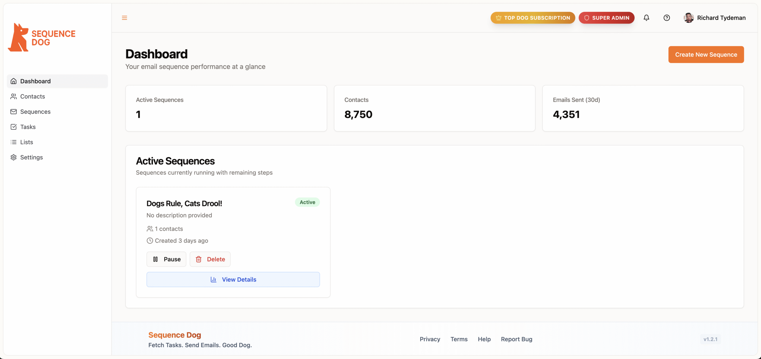 Dashboard Example of SequenceDog